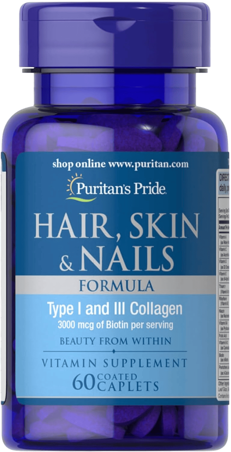 Puritan's Pride Hair Skin and Nails Biotin 3000 mcg 60 Coated Caplets